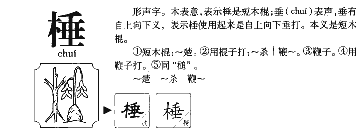 棰字字源字典