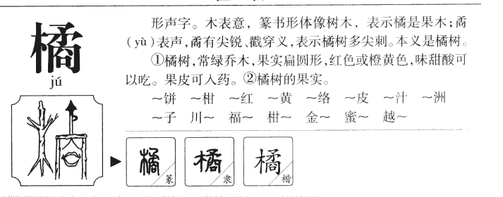 橘字字源字典