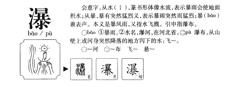 瀑字字源字典