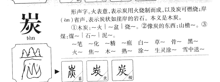 炭字字源字典