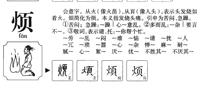 烦字字源字典