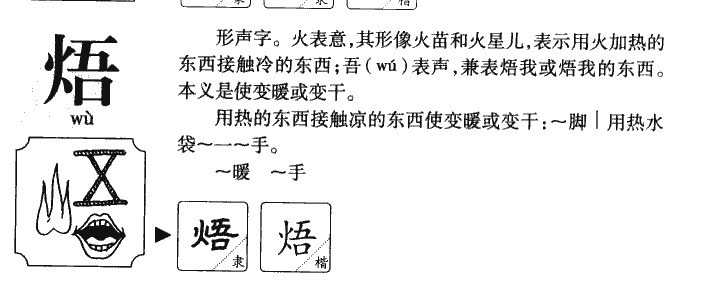 焐字字源字典