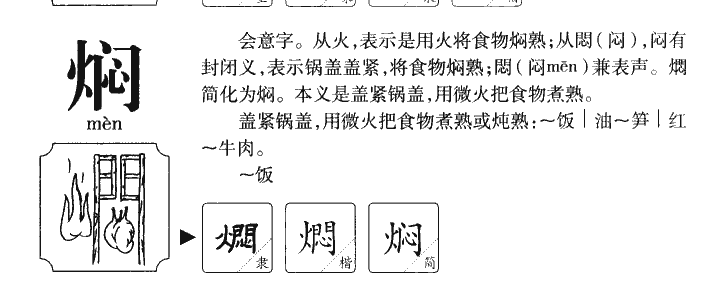 焖字字源字典