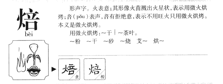 焙字字源字典