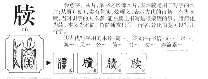 牍字字源字典