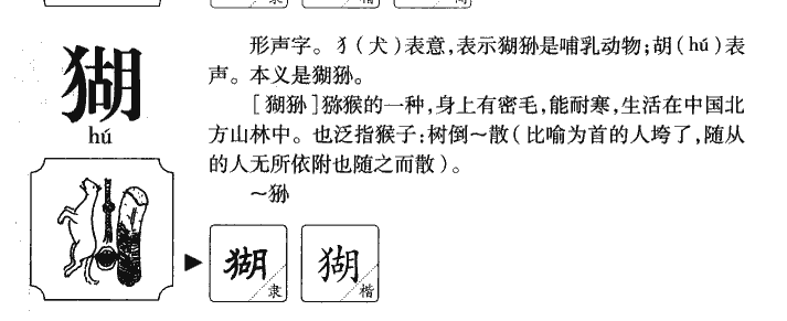 猢字字源字典