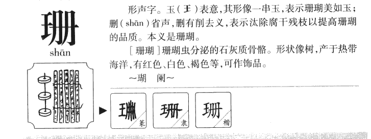 珊字字源字典