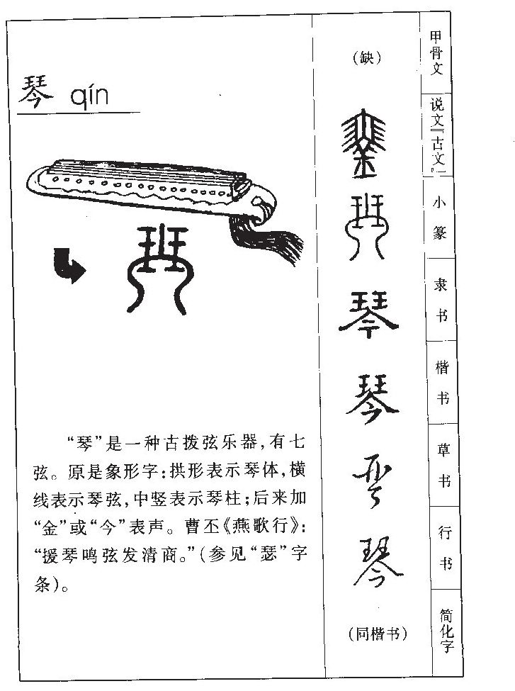 琴字字源字典