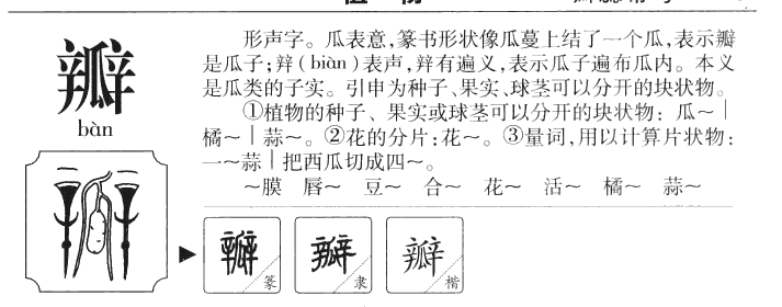 瓣字字源字典