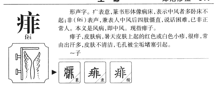 痱字字源字典