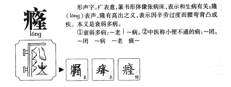 癃字字源字典