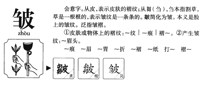 皱字字源字典