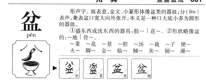 盆字字源字典