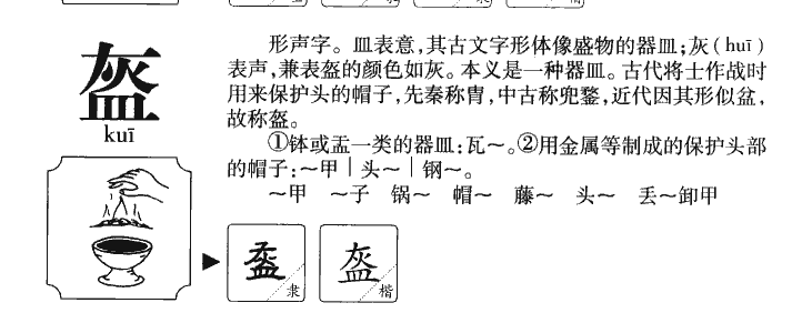 盔字字源字典