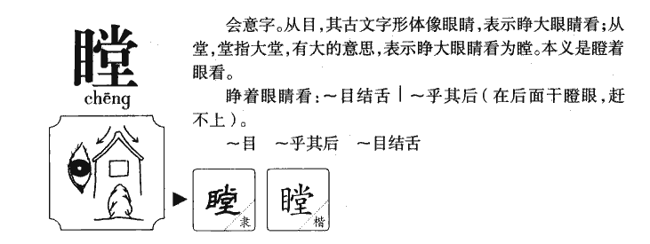 瞠字字源字典