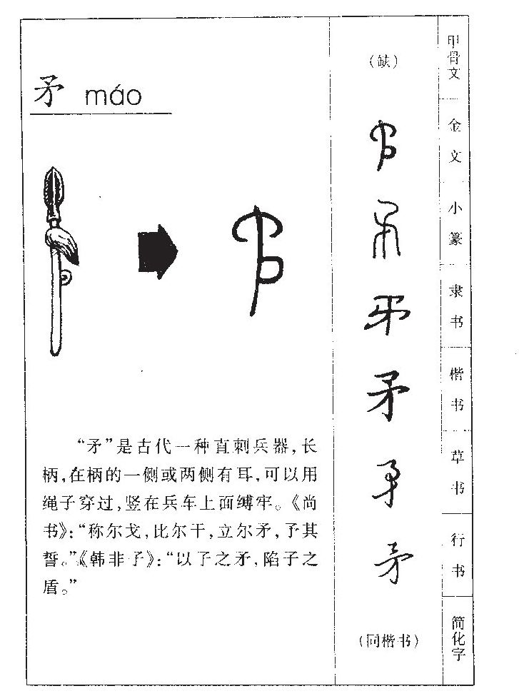 矛字字源字典