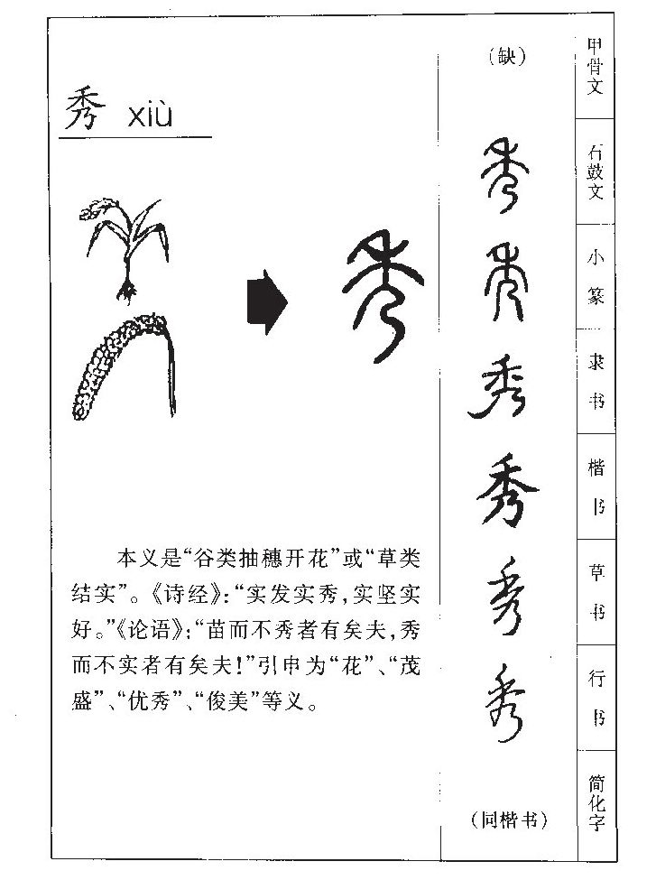 秀字字源字典