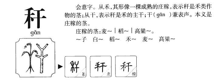 秆字字源字典