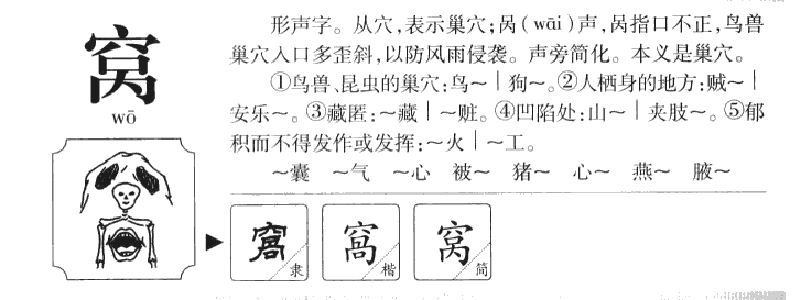 窝字字源字典