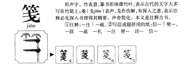 笺字字源字典