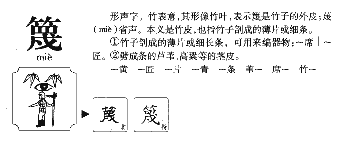 篾字字源字典