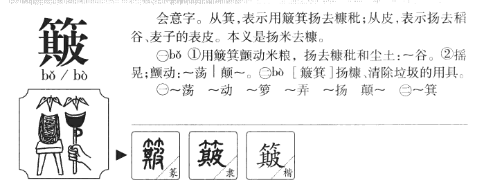 簸字字源字典