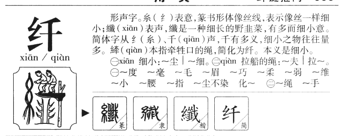 纤字字源字典