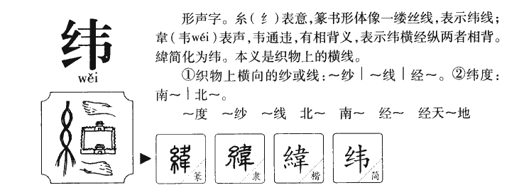 纬字字源字典