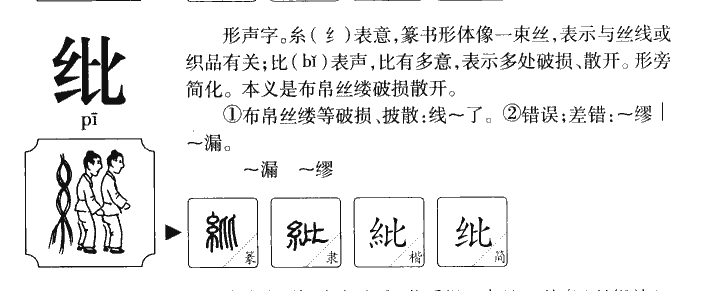 纰字字源字典