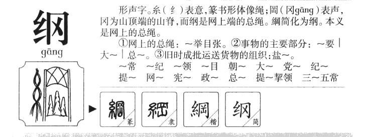 纲字字源字典