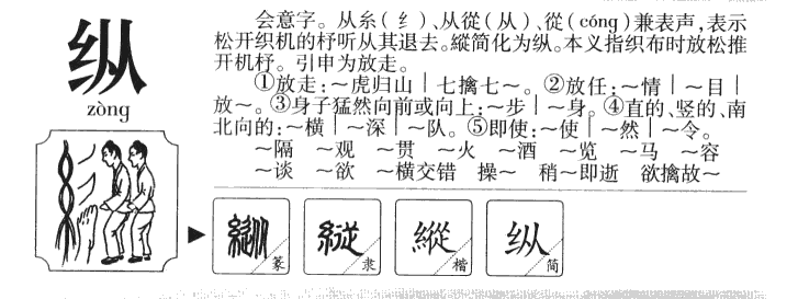 纵字字源字典