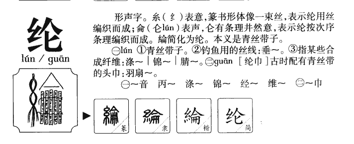 纶字字源字典