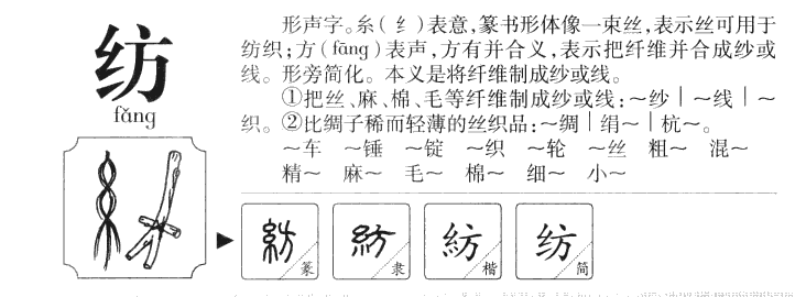 纺字字源字典