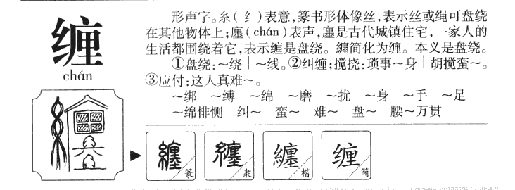 缠字字源字典