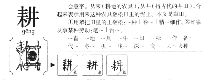 耕字字源字典