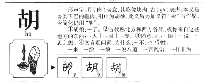 胡字字源字典