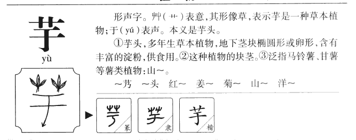 芋字字源字典