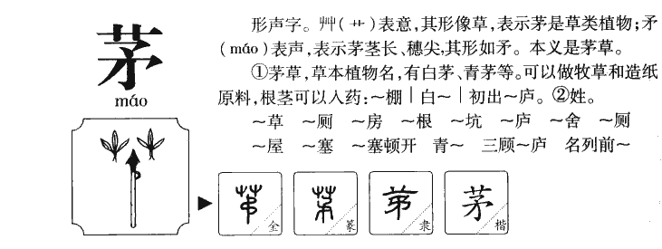 茅字字源字典