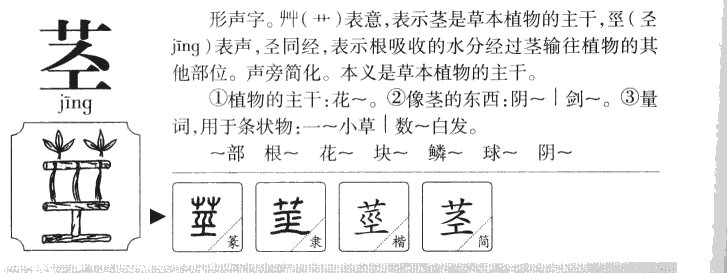 茎字字源字典