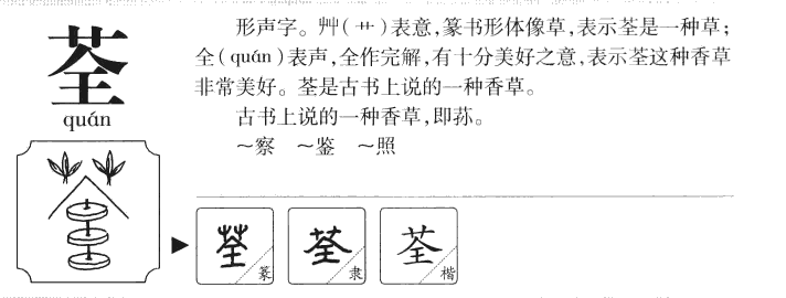 荃字字源字典