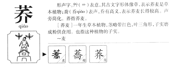 荞字字源字典