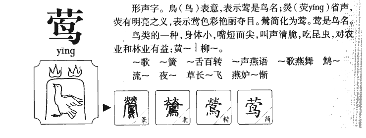 莺字字源字典