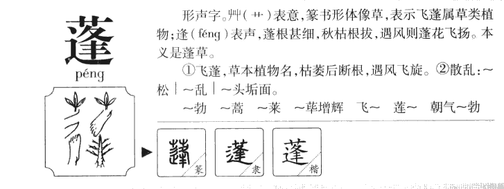 蓬字字源字典