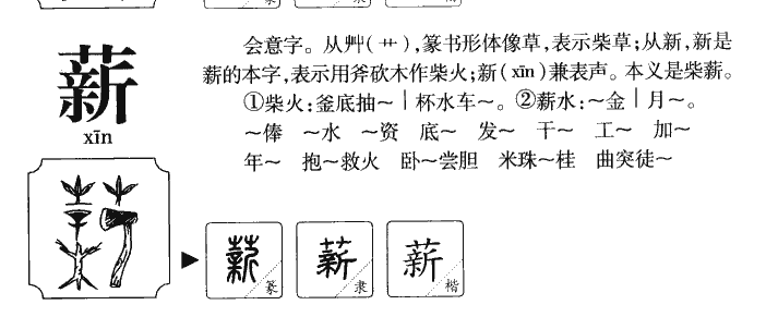 薪字字源字典