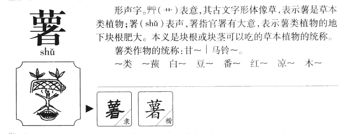 薯字字源字典