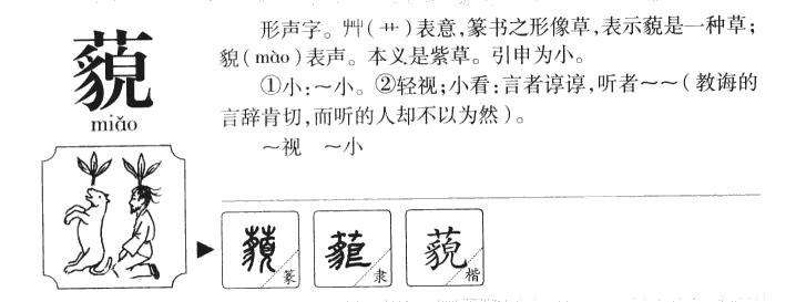 藐字字源字典