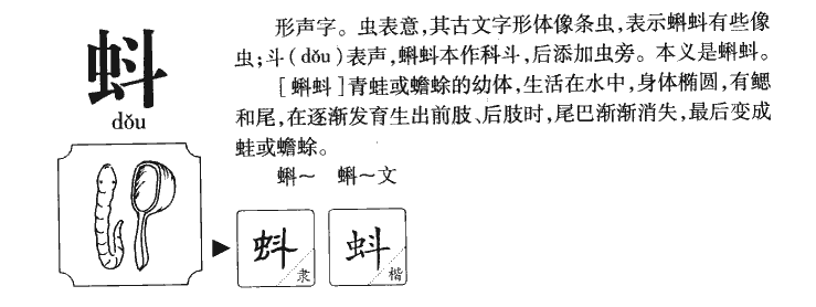 蚪字字源字典