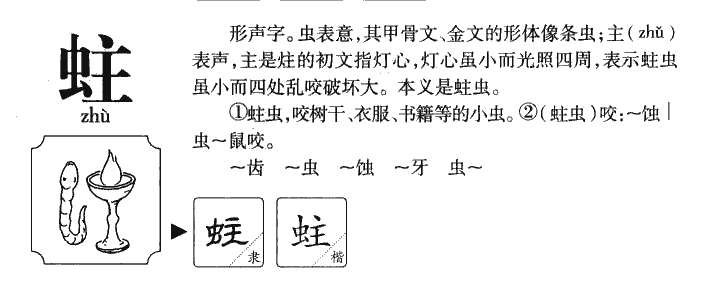 蛀字字源字典