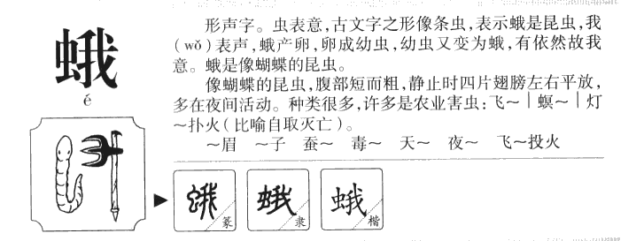 蛾字字源字典