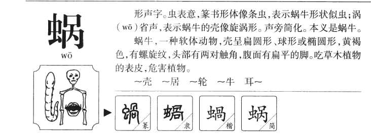 蜗字字源字典